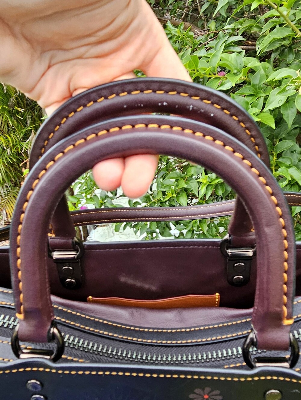 Coach Rogue 30 Tea Rose C8520 Black Multi Colorblock Leather Satchel - Picture 6 of 15